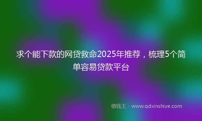 求个能下款的网贷救命2025年推荐，梳理5个简单容易贷款平台