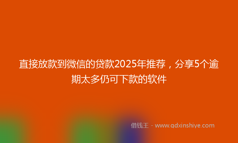 直接放款到微信的贷款2025年推荐，分享5个逾期太多仍可下款的软件