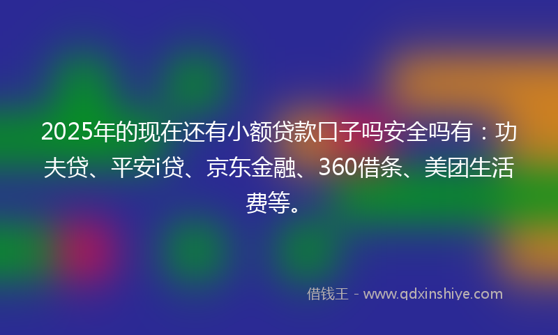 2025年的现在还有小额贷款口子吗安全吗有：功夫贷、平安i贷、京东金融、360借条、美团生活费等。