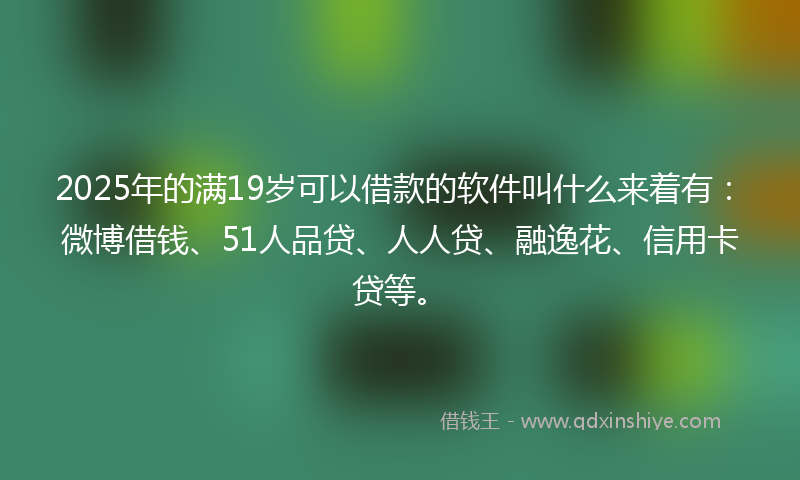 2025年的满19岁可以借款的软件叫什么来着有：微博借钱、51人品贷、人人贷、融逸花、信用卡贷等。