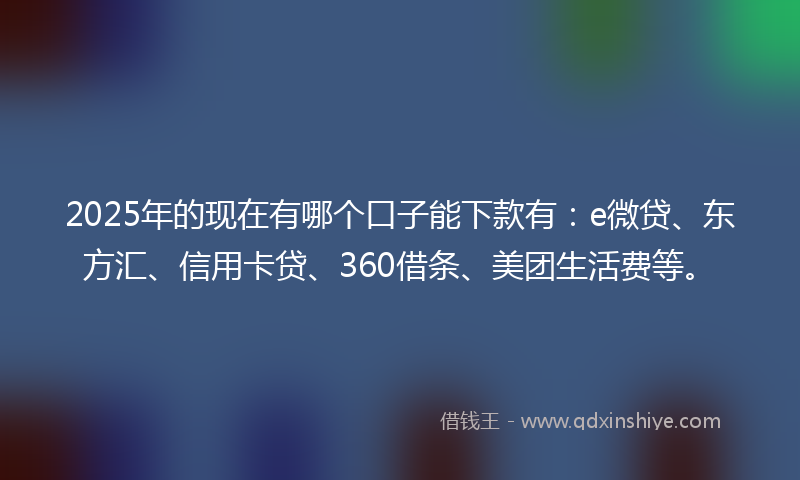 2025年的现在有哪个口子能下款有：e微贷、东方汇、信用卡贷、360借条、美团生活费等。