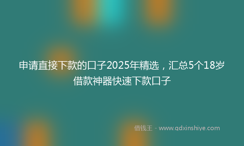 申请直接下款的口子2025年精选，汇总5个18岁借款神器快速下款口子
