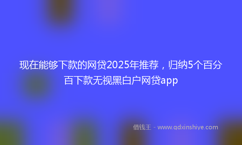现在能够下款的网贷2025年推荐，归纳5个百分百下款无视黑白户网贷app