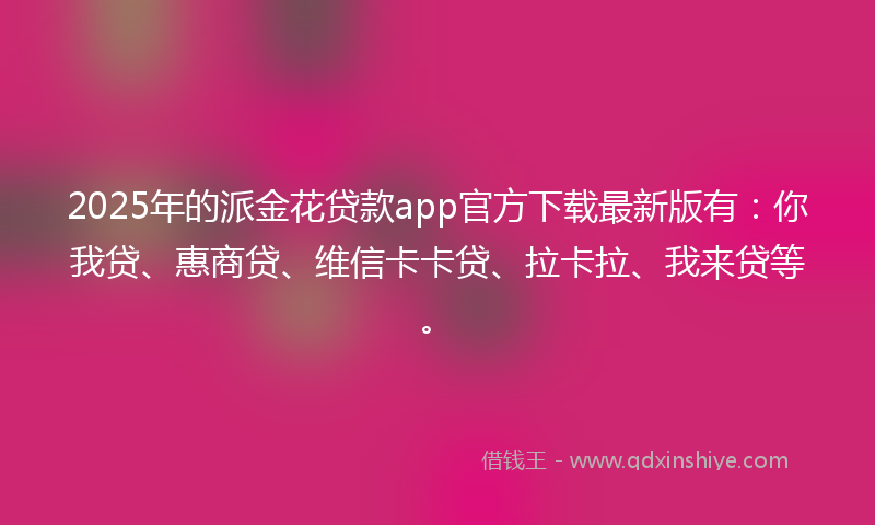 2025年的派金花贷款app官方下载最新版有：你我贷、惠商贷、维信卡卡贷、拉卡拉、我来贷等。