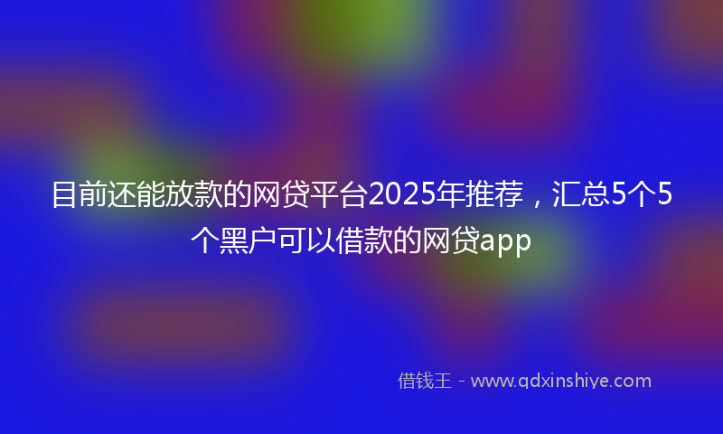 目前还能放款的网贷平台2025年推荐，汇总5个5个黑户可以借款的网贷app