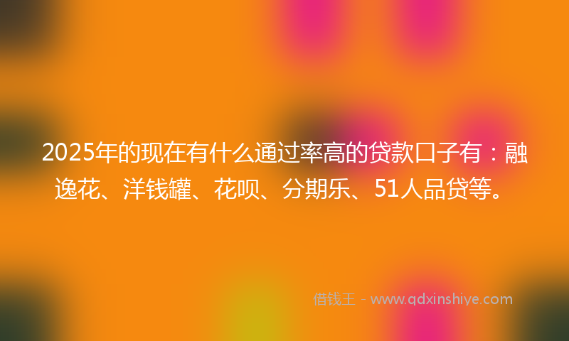 2025年的现在有什么通过率高的贷款口子有：融逸花、洋钱罐、花呗、分期乐、51人品贷等。
