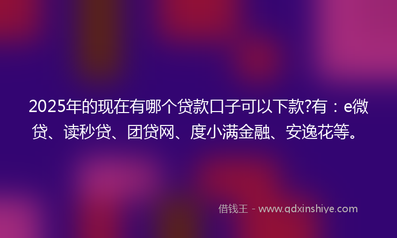 2025年的现在有哪个贷款口子可以下款?有：e微贷、读秒贷、团贷网、度小满金融、安逸花等。