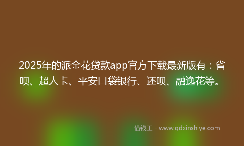 2025年的派金花贷款app官方下载最新版有：省呗、超人卡、平安口袋银行、还呗、融逸花等。