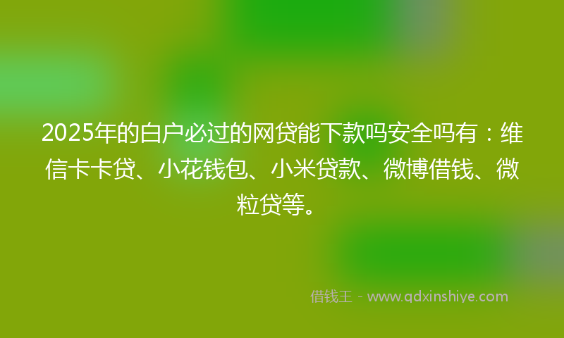2025年的白户必过的网贷能下款吗安全吗有：维信卡卡贷、小花钱包、小米贷款、微博借钱、微粒贷等。