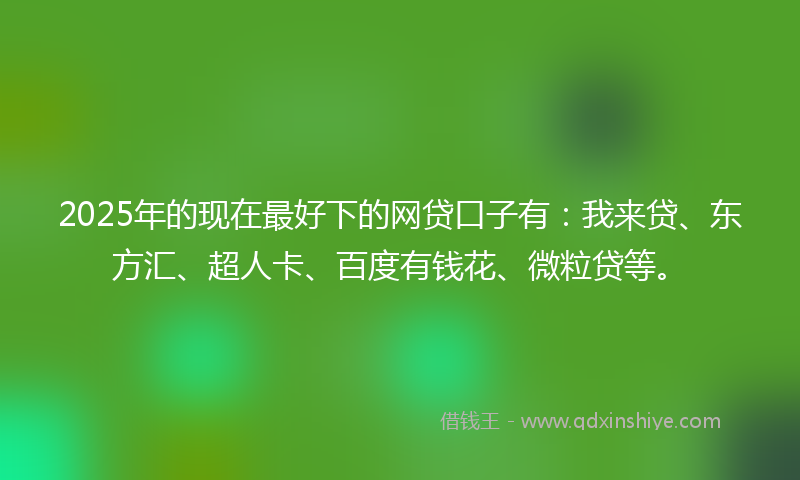 2025年的现在最好下的网贷口子有：我来贷、东方汇、超人卡、百度有钱花、微粒贷等。