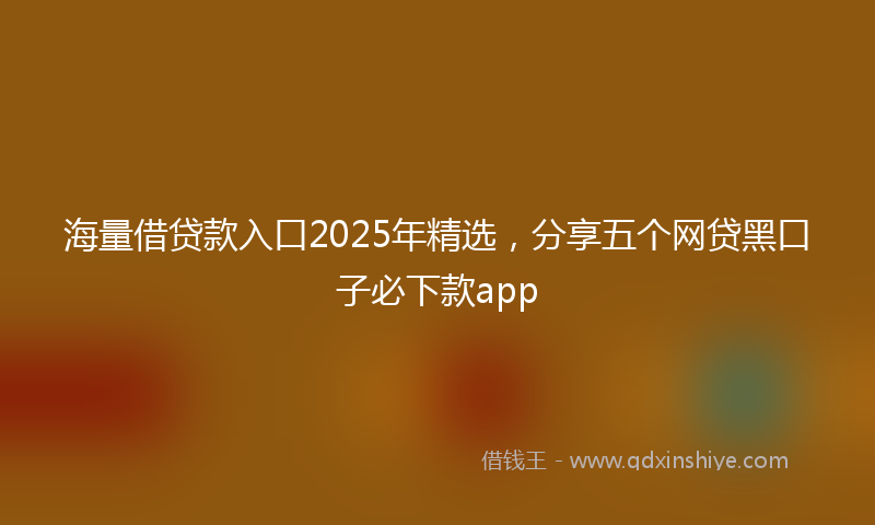海量借贷款入口2025年精选，分享五个网贷黑口子必下款app