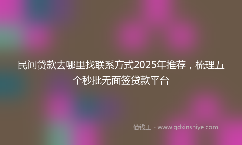 民间贷款去哪里找联系方式2025年推荐，梳理五个秒批无面签贷款平台
