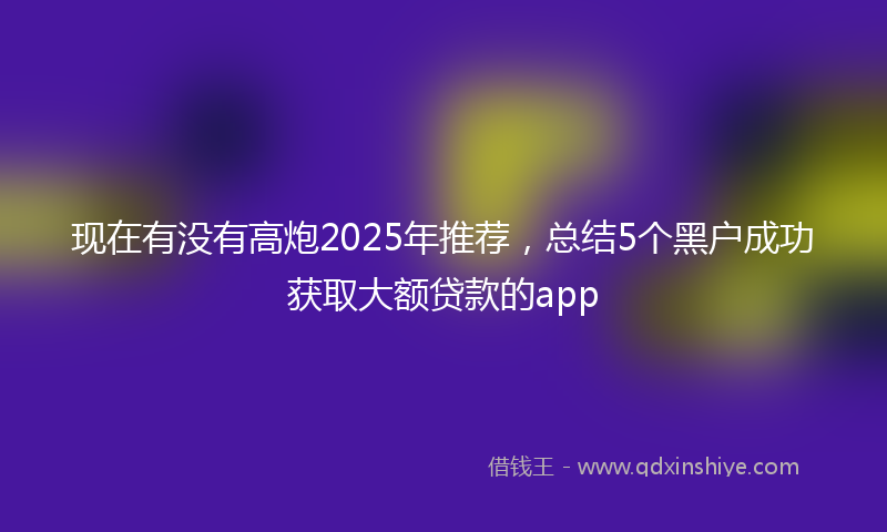 现在有没有高炮2025年推荐，总结5个黑户成功获取大额贷款的app