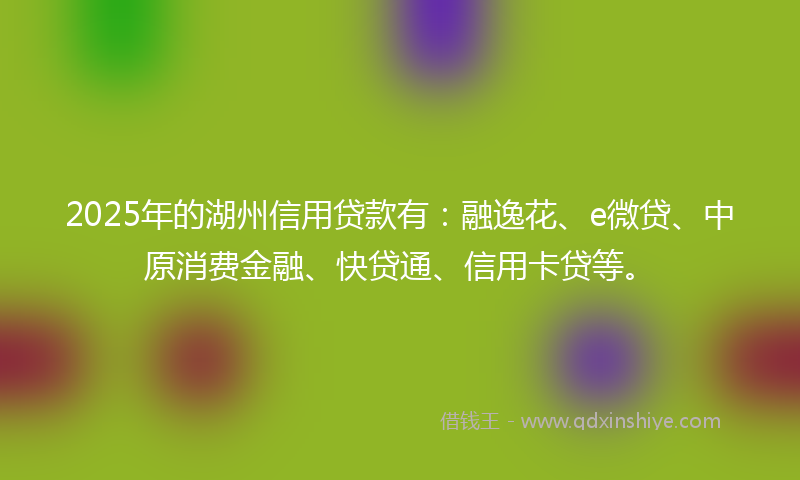 2025年的湖州信用贷款有：融逸花、e微贷、中原消费金融、快贷通、信用卡贷等。