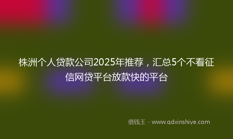 株洲个人贷款公司2025年推荐，汇总5个不看征信网贷平台放款快的平台