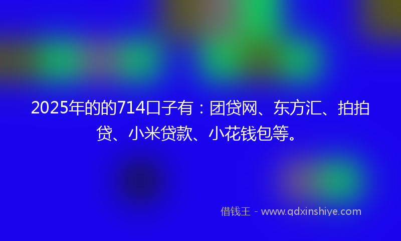 2025年的的714口子有：团贷网、东方汇、拍拍贷、小米贷款、小花钱包等。