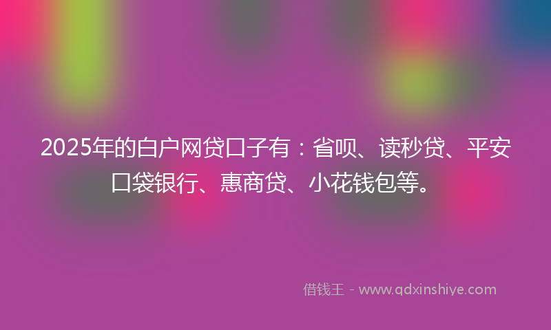 2025年的白户网贷口子有：省呗、读秒贷、平安口袋银行、惠商贷、小花钱包等。