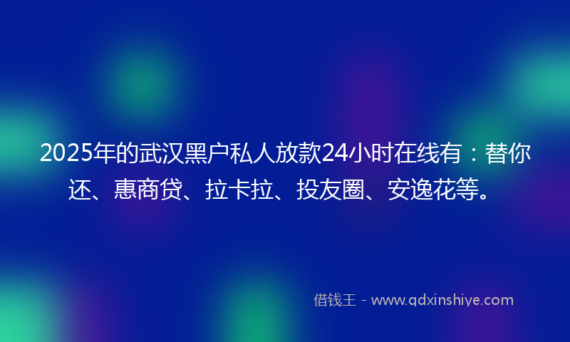 2025年的武汉黑户私人放款24小时在线有:替你还、惠商贷、拉卡拉、投友圈、安逸花等。