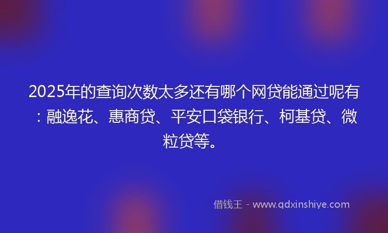 2025年的查询次数太多还有哪个网贷能通过呢有：融逸花、惠商贷、平安口袋银行、柯基贷、微粒贷等。