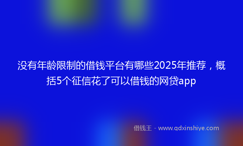 没有年龄限制的借钱平台有哪些2025年推荐，概括5个征信花了可以借钱的网贷app