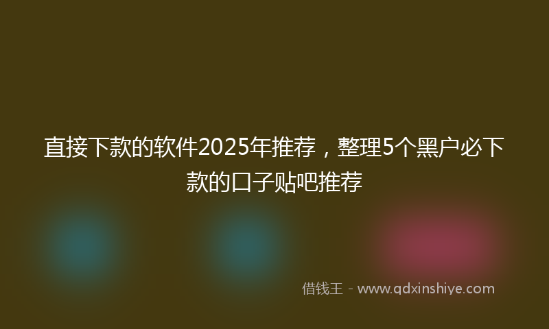 直接下款的软件2025年推荐，整理5个黑户必下款的口子贴吧推荐