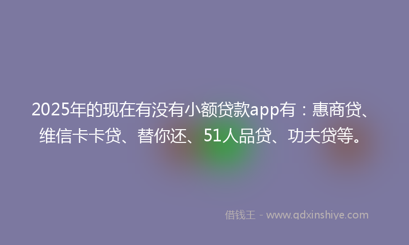 2025年的现在有没有小额贷款app有：惠商贷、维信卡卡贷、替你还、51人品贷、功夫贷等。