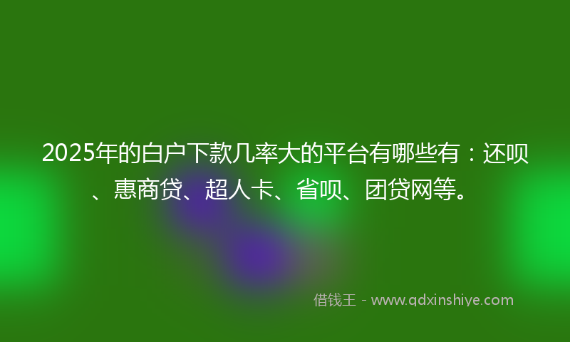 2025年的白户下款几率大的平台有哪些有：还呗、惠商贷、超人卡、省呗、团贷网等。