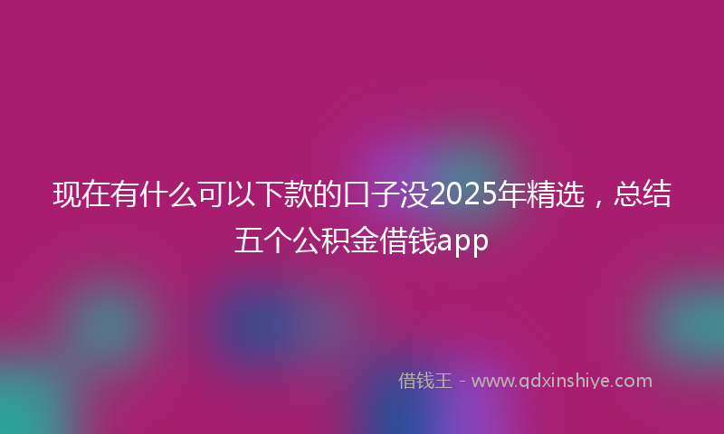 现在有什么可以下款的口子没2025年精选，总结五个公积金借钱app