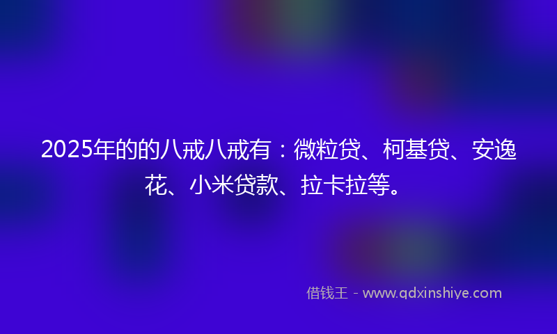 2025年的的八戒八戒有：微粒贷、柯基贷、安逸花、小米贷款、拉卡拉等。
