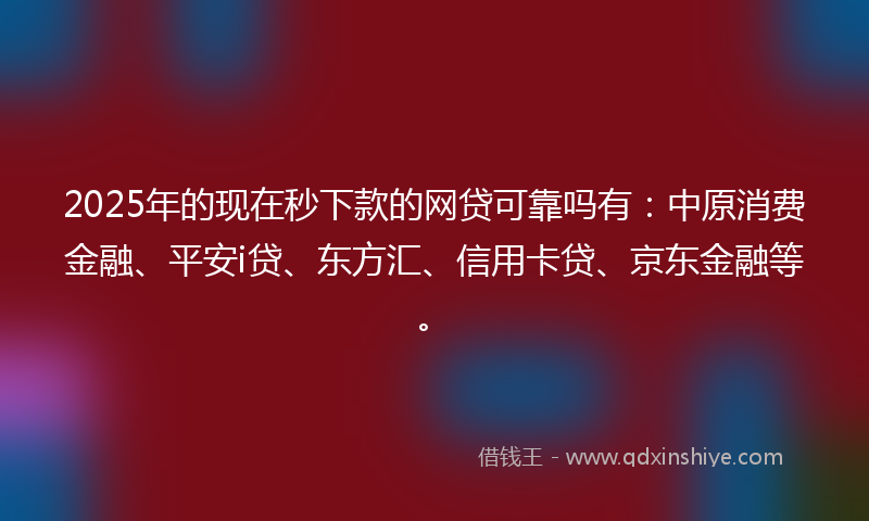 2025年的现在秒下款的网贷可靠吗有：中原消费金融、平安i贷、东方汇、信用卡贷、京东金融等。