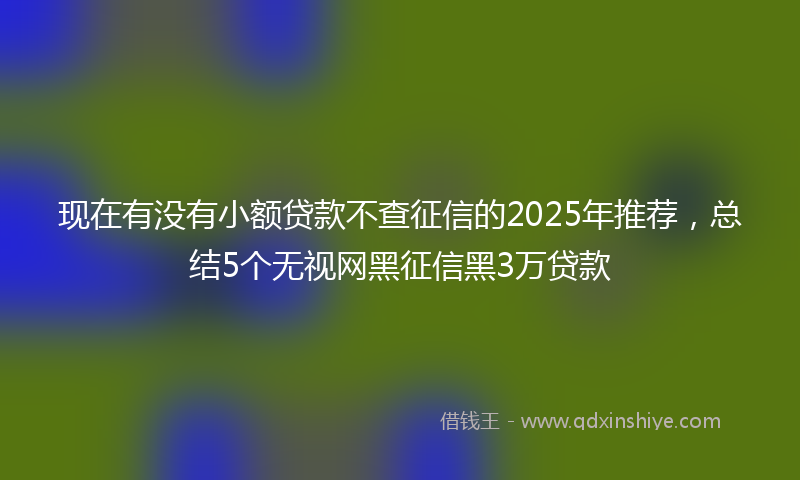 现在有没有小额贷款不查征信的2025年推荐，总结5个无视网黑征信黑3万贷款