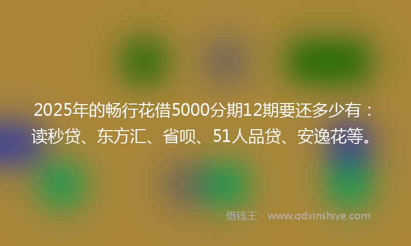 2025年的畅行花借5000分期12期要还多少有：读秒贷、东方汇、省呗、51人品贷、安逸花等。