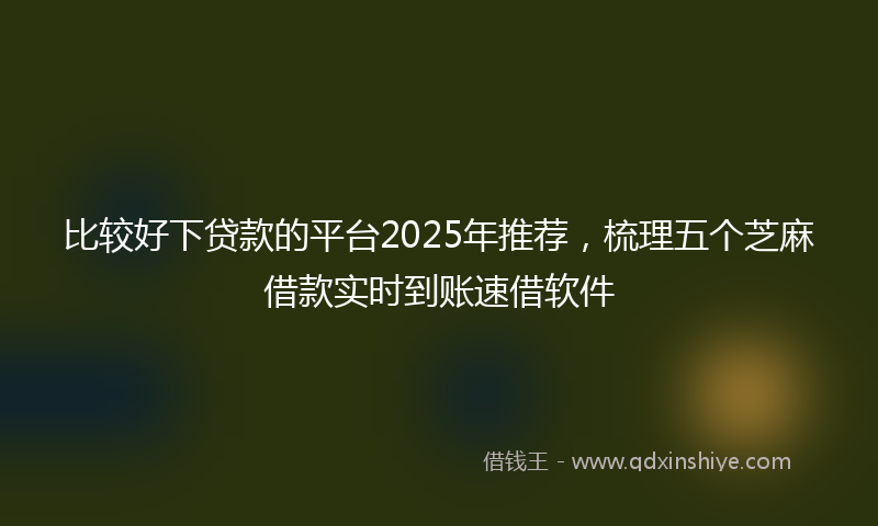 比较好下贷款的平台2025年推荐，梳理五个芝麻借款实时到账速借软件