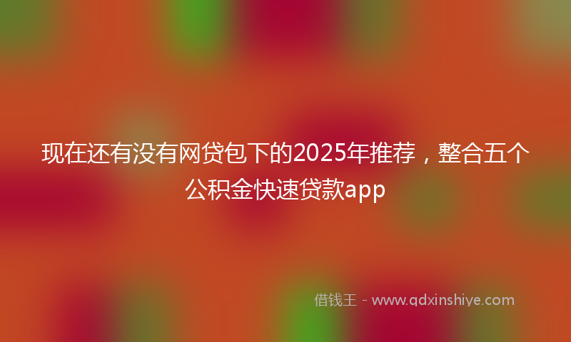 现在还有没有网贷包下的2025年推荐，整合五个公积金快速贷款app