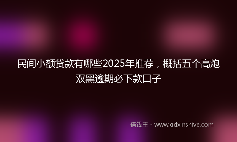 民间小额贷款有哪些2025年推荐，概括五个高炮双黑逾期必下款口子