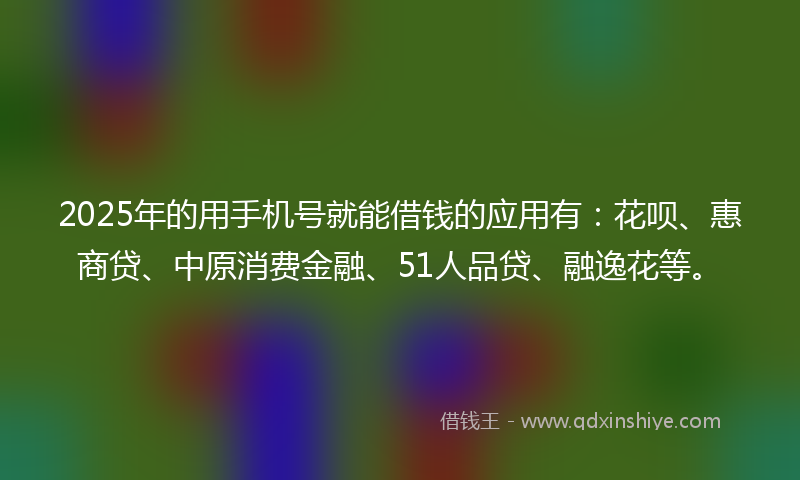 2025年的用手机号就能借钱的应用有:花呗、惠商贷、中原消费金融、51人品贷、融逸花等。