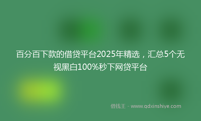 百分百下款的借贷平台2025年精选，汇总5个无视黑白100%秒下网贷平台