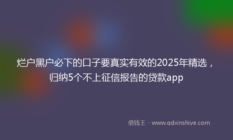 烂户黑户必下的口子要真实有效的2025年精选，归纳5个不上征信报告的贷款app