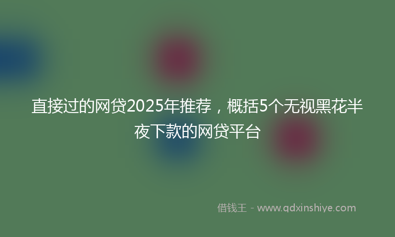 直接过的网贷2025年推荐，概括5个无视黑花半夜下款的网贷平台