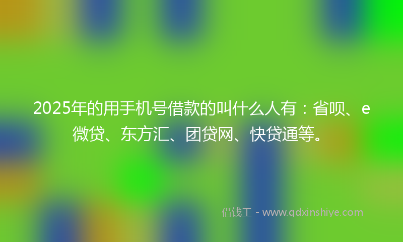 2025年的用手机号借款的叫什么人有：省呗、e微贷、东方汇、团贷网、快贷通等。