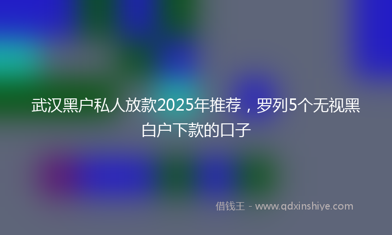 武汉黑户私人放款2025年推荐，罗列5个无视黑白户下款的口子