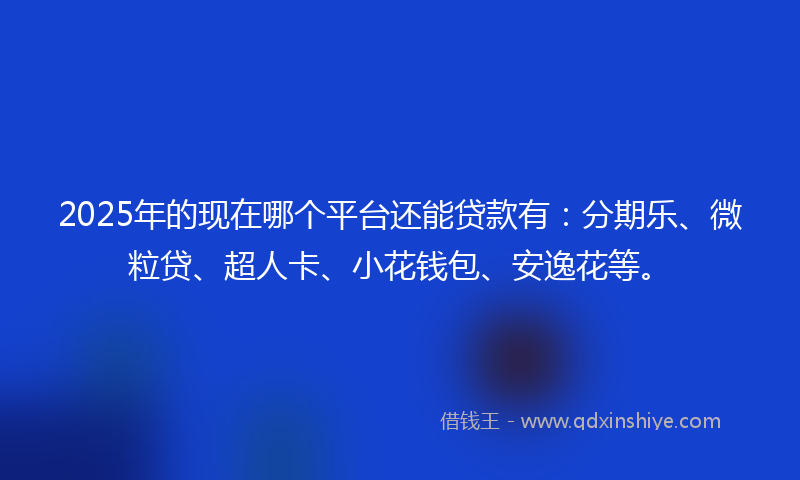 2025年的现在哪个平台还能贷款有：分期乐、微粒贷、超人卡、小花钱包、安逸花等。