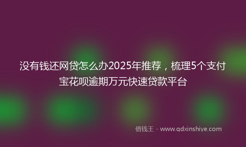 没有钱还网贷怎么办2025年推荐，梳理5个支付宝花呗逾期万元快速贷款平台