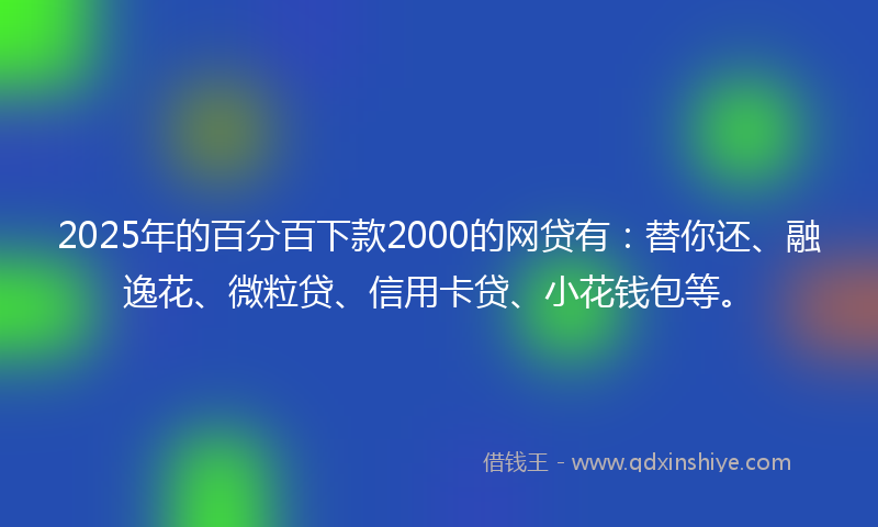 2025年的百分百下款2000的网贷有:替你还、融逸花、微粒贷、信用卡贷、小花钱包等。