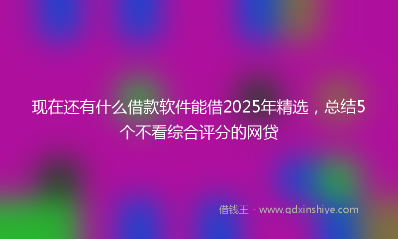 现在还有什么借款软件能借2025年精选，总结5个不看综合评分的网贷