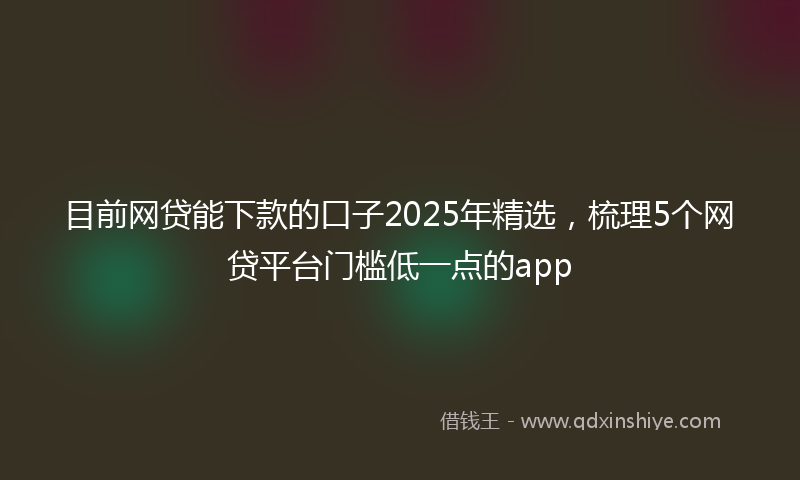 目前网贷能下款的口子2025年精选，梳理5个网贷平台门槛低一点的app