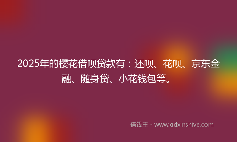 2025年的樱花借呗贷款有：还呗、花呗、京东金融、随身贷、小花钱包等。