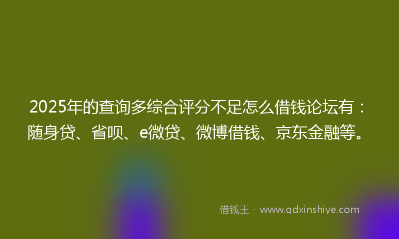 2025年的查询多综合评分不足怎么借钱论坛有:随身贷、省呗、e微贷、微博借钱、京东金融等。