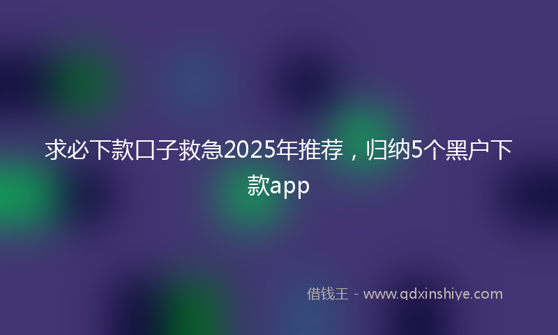 求必下款口子救急2025年推荐，归纳5个黑户下款app