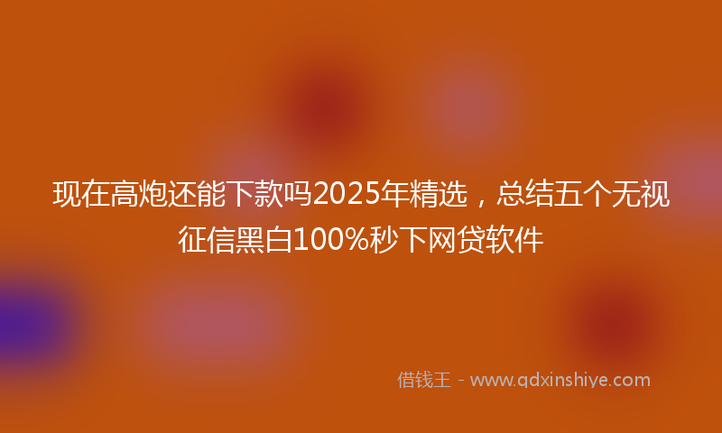 现在高炮还能下款吗2025年精选，总结五个无视征信黑白100%秒下网贷软件
